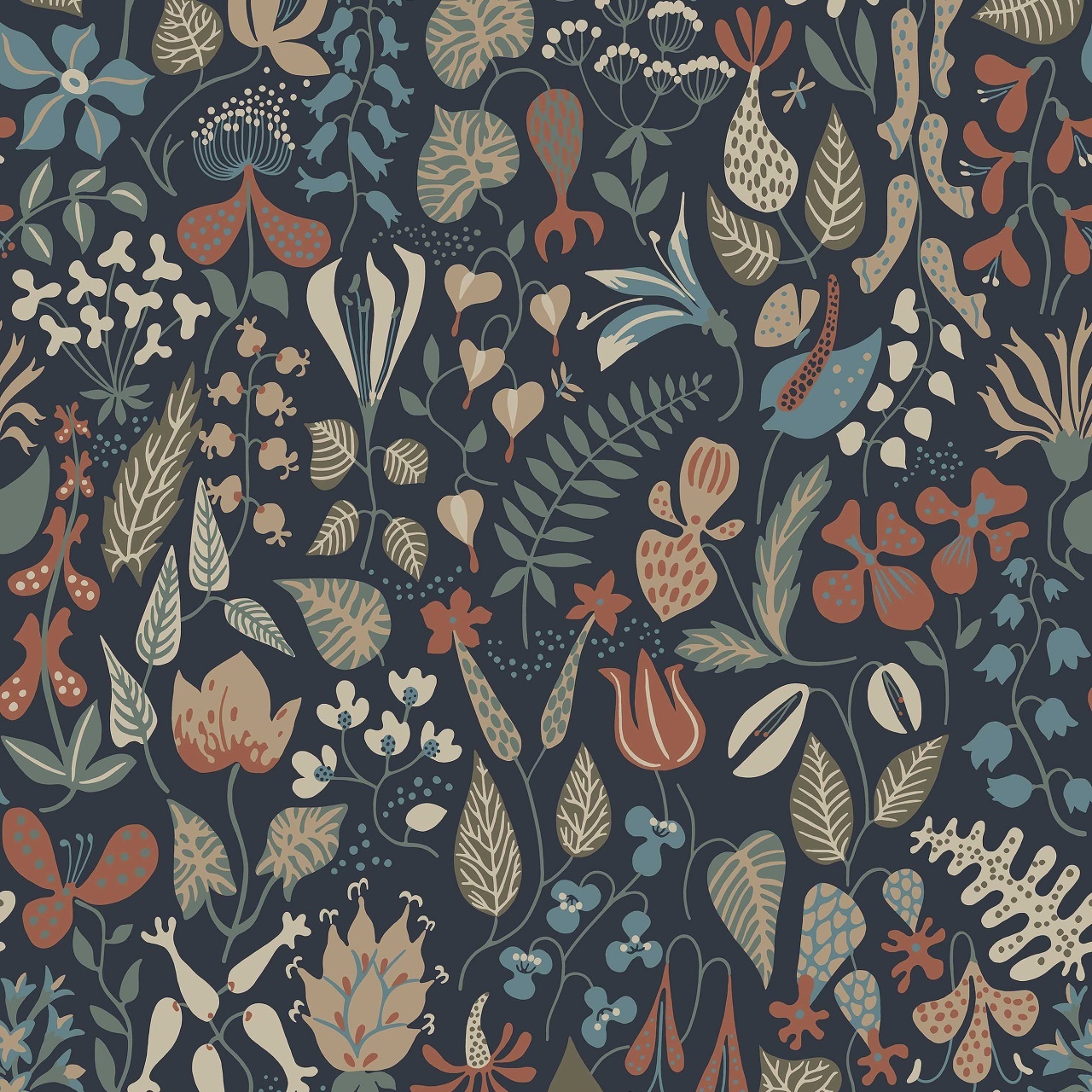 Tapet lavabil, Stig Lindberg Herbarium 1372, 5.3mp / rola — imaginea 2