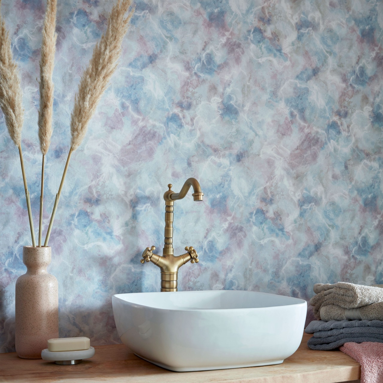 Tapet, Quartz, Blue Dusk Luxury Marble, 1838 Wallcoverings, 5.3mp / rola
