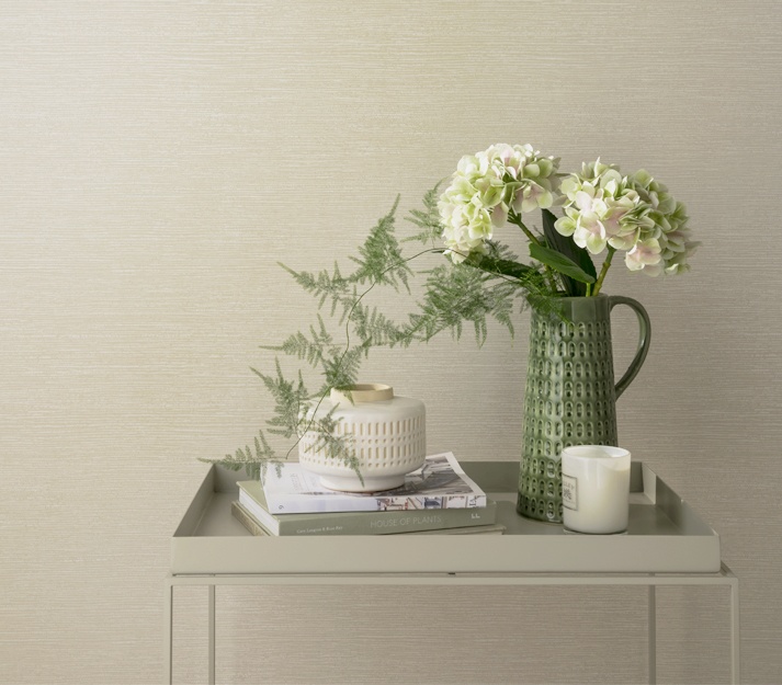 Tapet, Raffia, Pearl Cream Luxury Plain, 1838 Wallcoverings, 5.3mp / rola