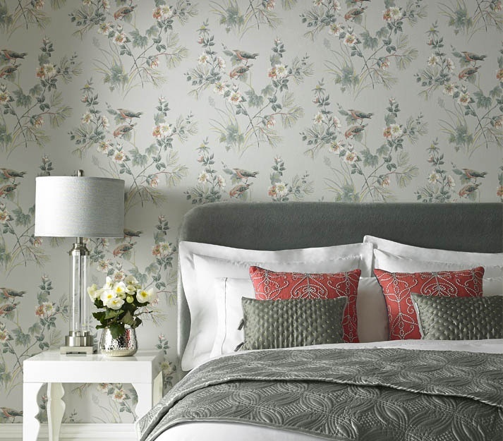 Tapet, Rosemore, Grey Luxury Bird, 1838 Wallcoverings, 5.3mp / rola