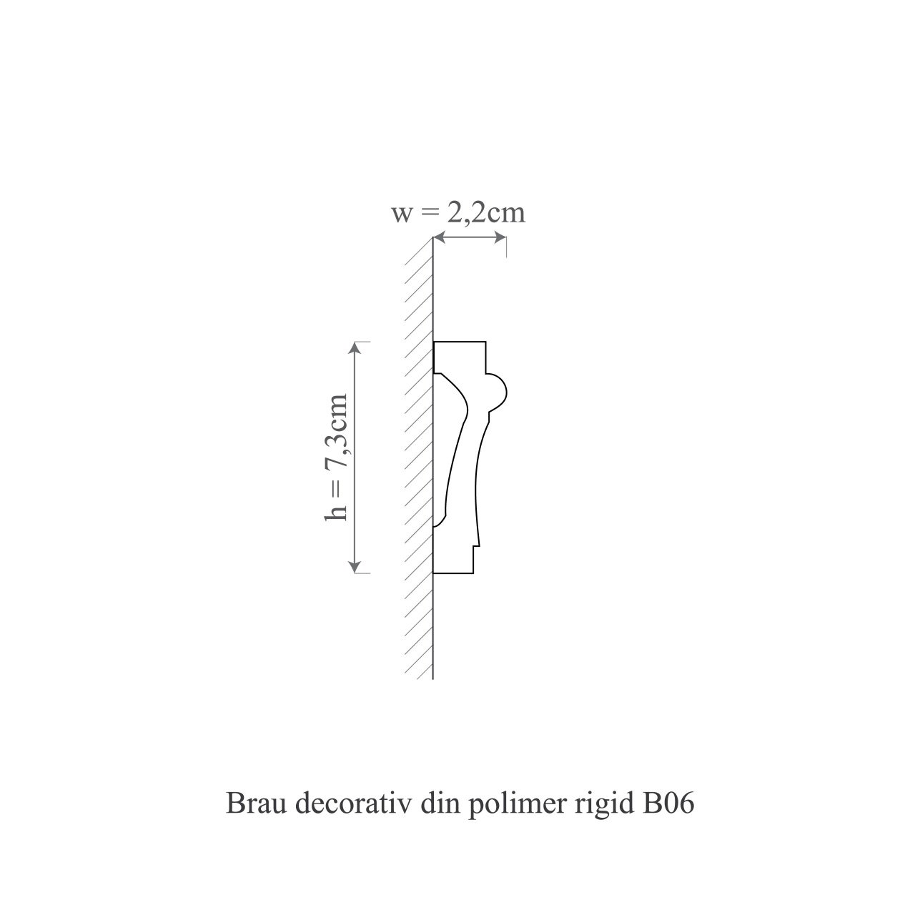 Brau decorativ din polimer rigid B6 - 7.3x2.2x200 cm - 2 | YEO