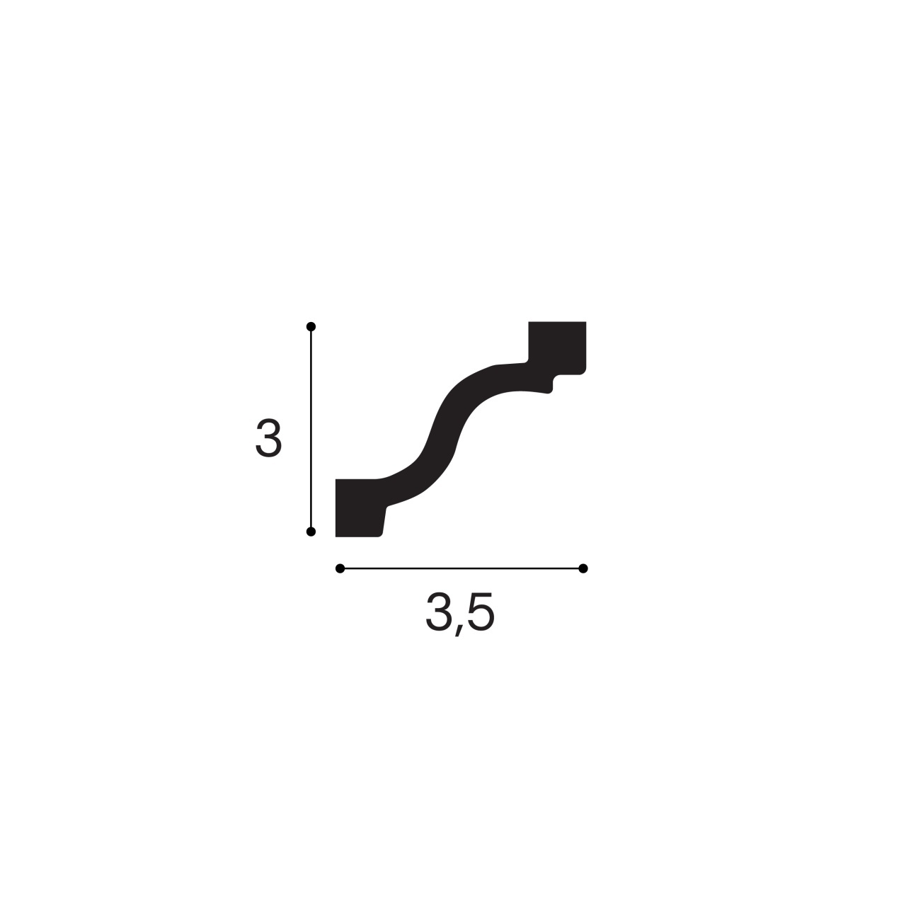 Cornisa polimer rigid, Manavi, C20 - 3x3.5x200 cm — imaginea 2