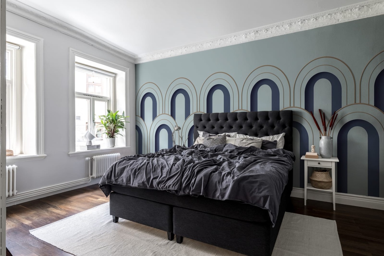 Fototapet, 3D Arch Deco, Blue, Dormitor, Rebel Walls