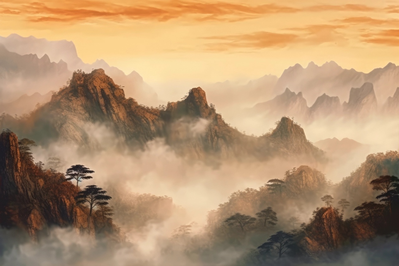 Fototapet Artistic Montagne et Ciel Huang Shan Rêve MH108