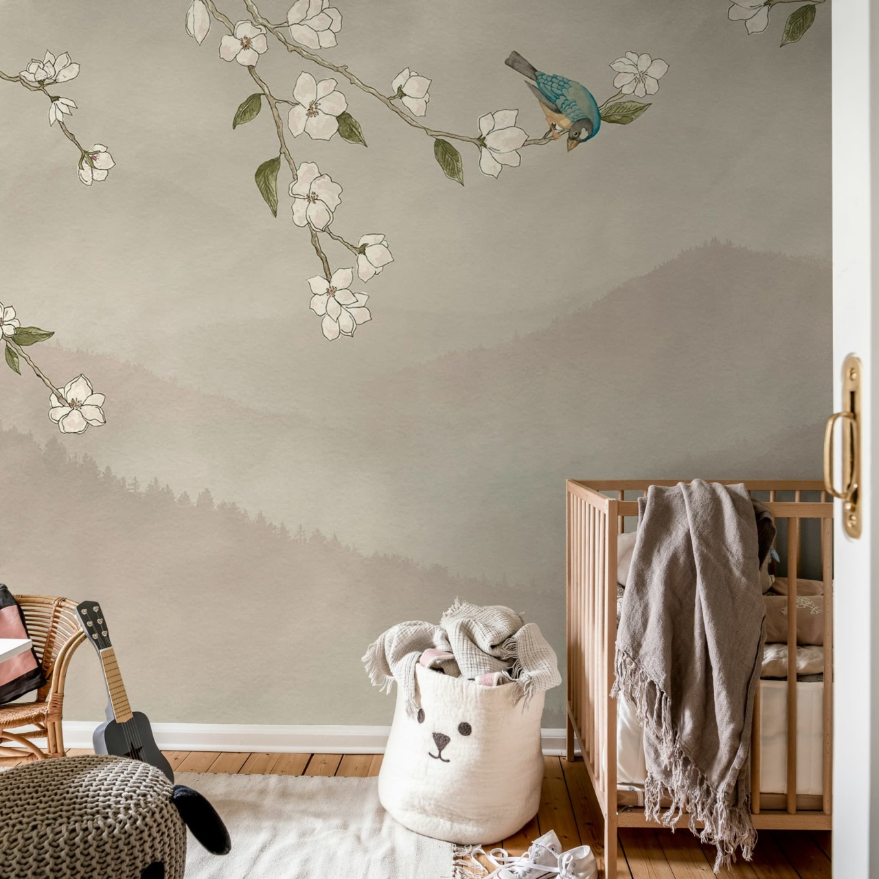 Fototapet, Bird in Tree, Pink, Rebel Walls - 3