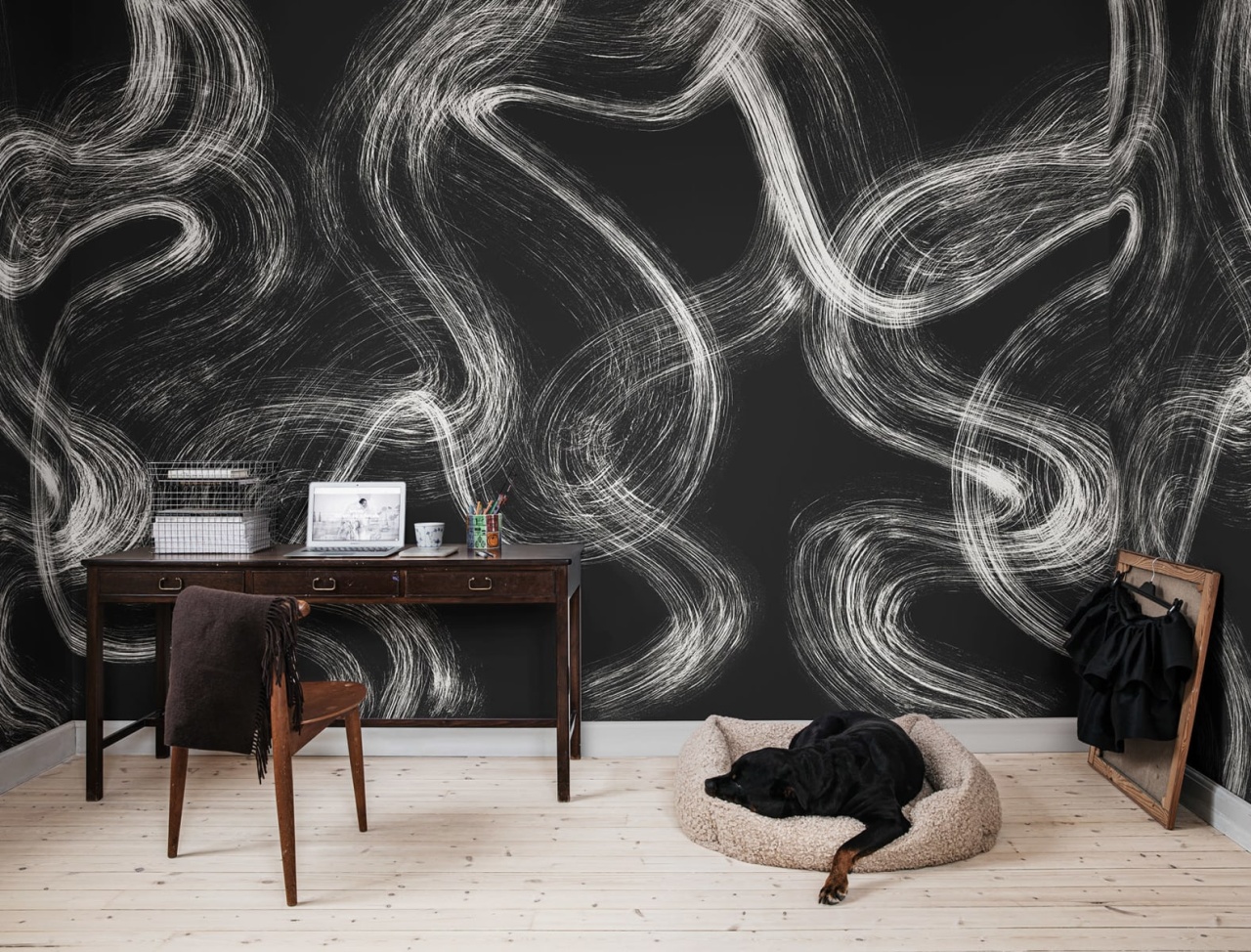 Fototapet, Blurry Stripes, Black, Rebel Walls