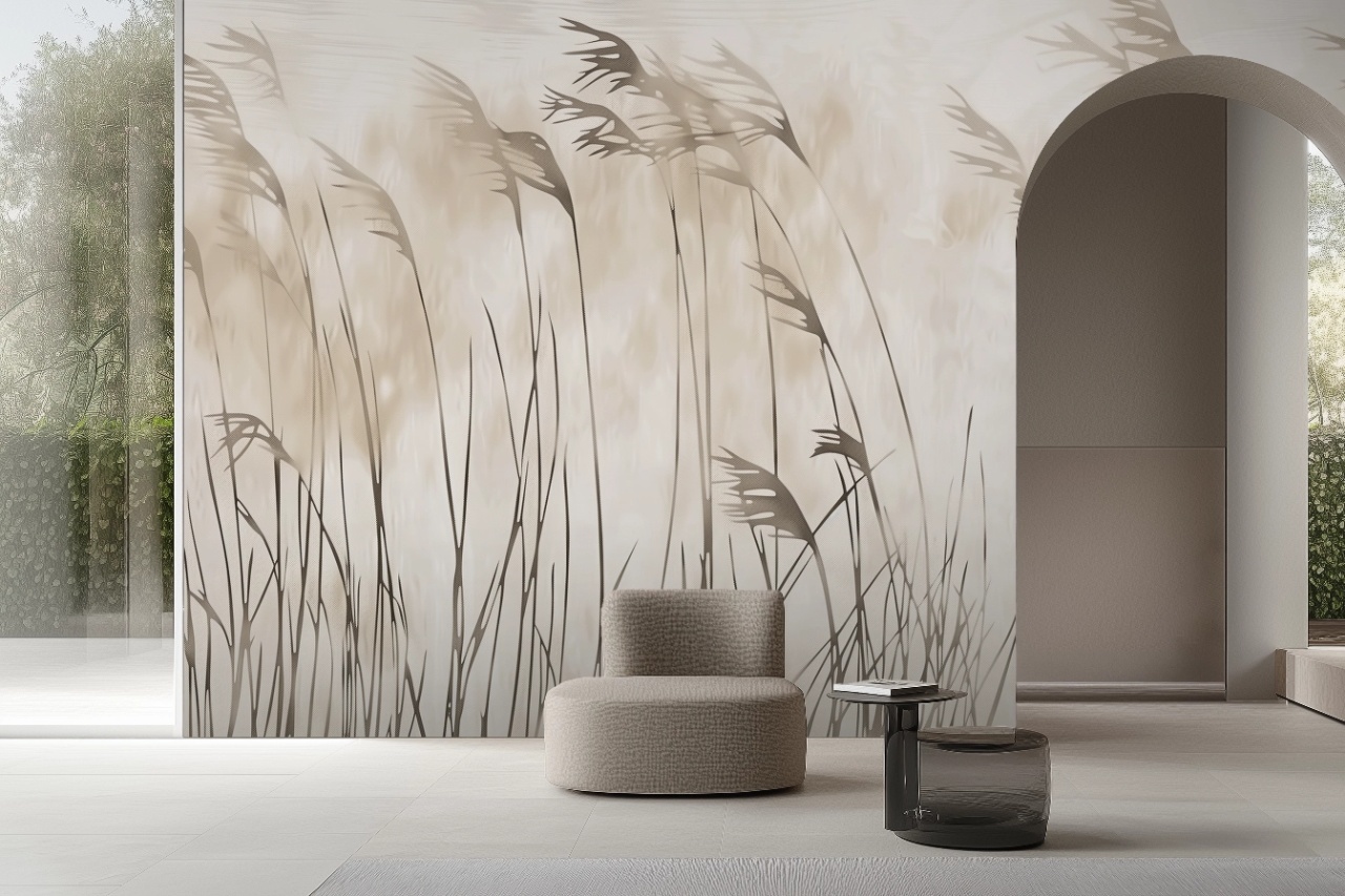 Fototapet Botanic Marron et Beige Roseau Rêve MR203 — imaginea 2