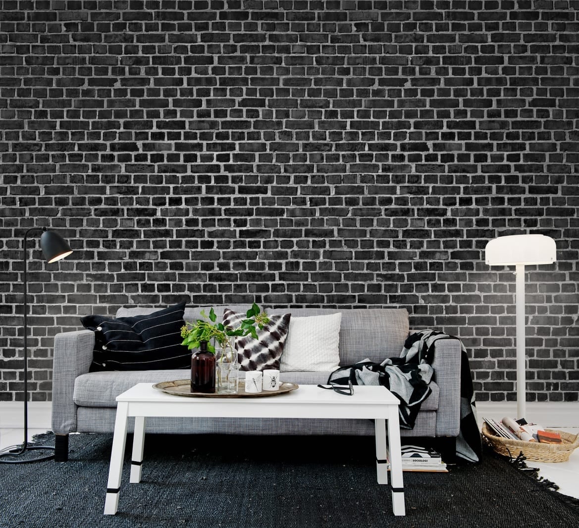Fototapet, Brick Wall, Black, Rebel Walls - 3