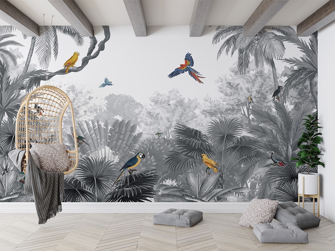 Fototapet Canopy Jungle - Black and White, Kikki Belle