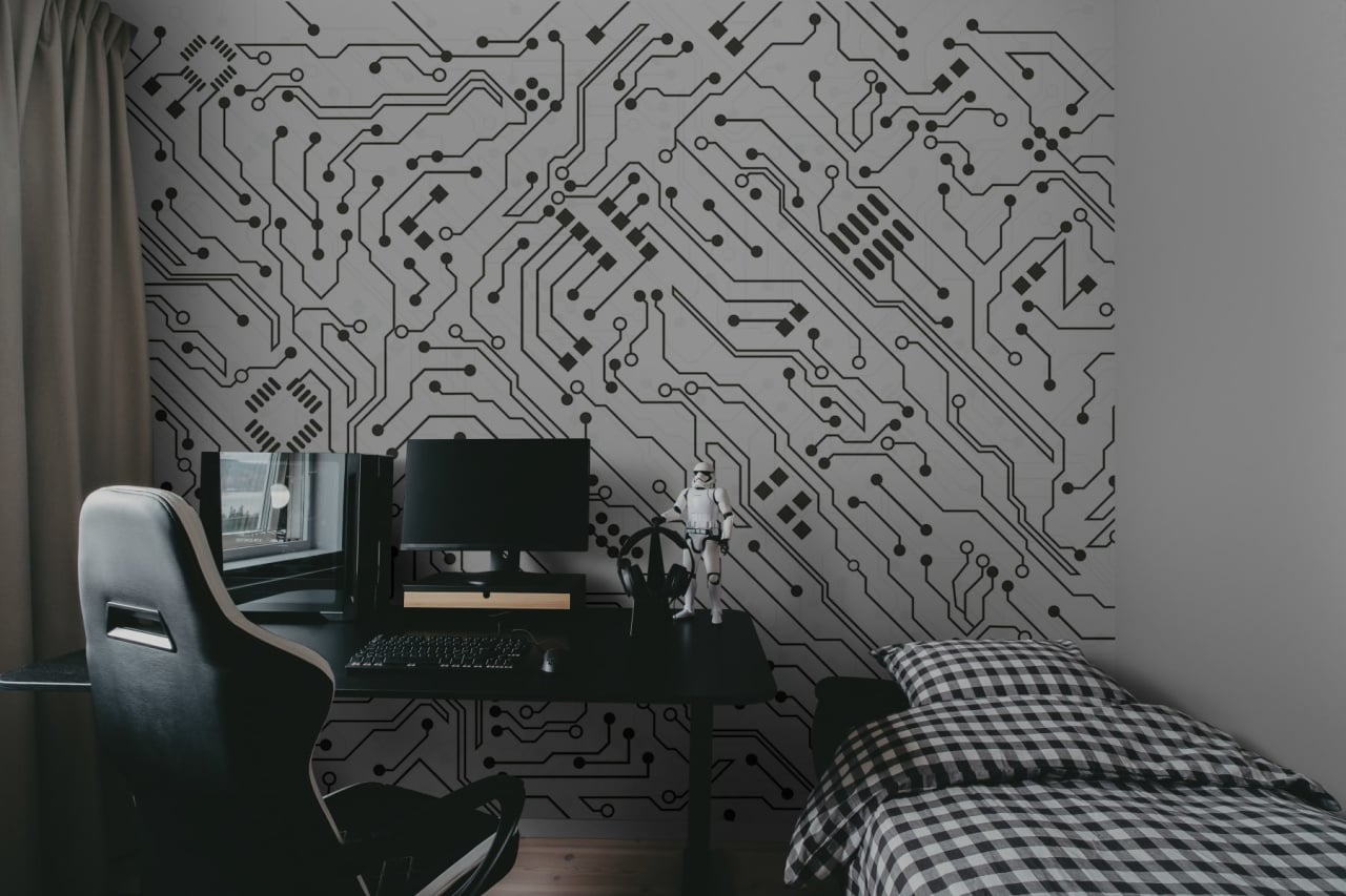 Fototapet, Circuit, White, Rebel Walls