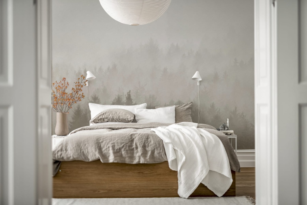 Fototapet, Cloudy Forest, Beige, Rebel Walls
