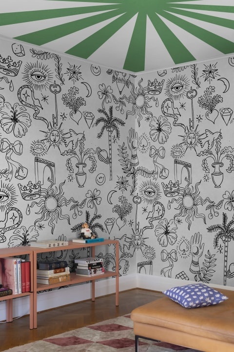 Fototapet, Doodle, White, Rebel Walls