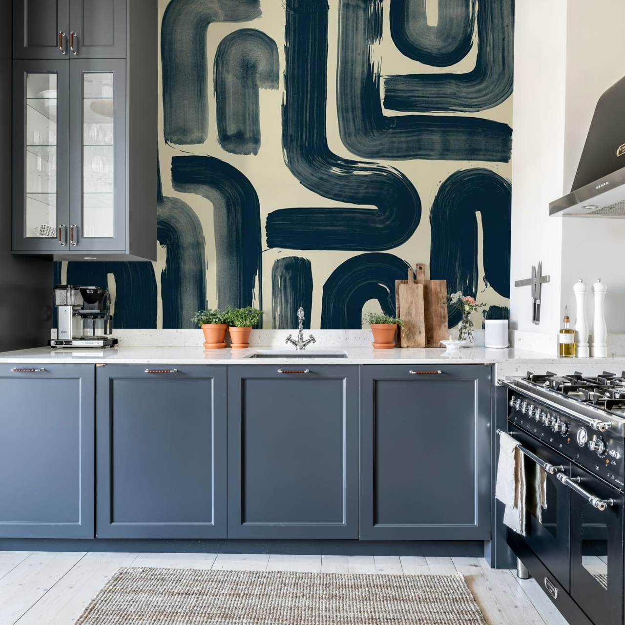 Fototapet, Drape Brush, Dark Blue, Rebel Walls