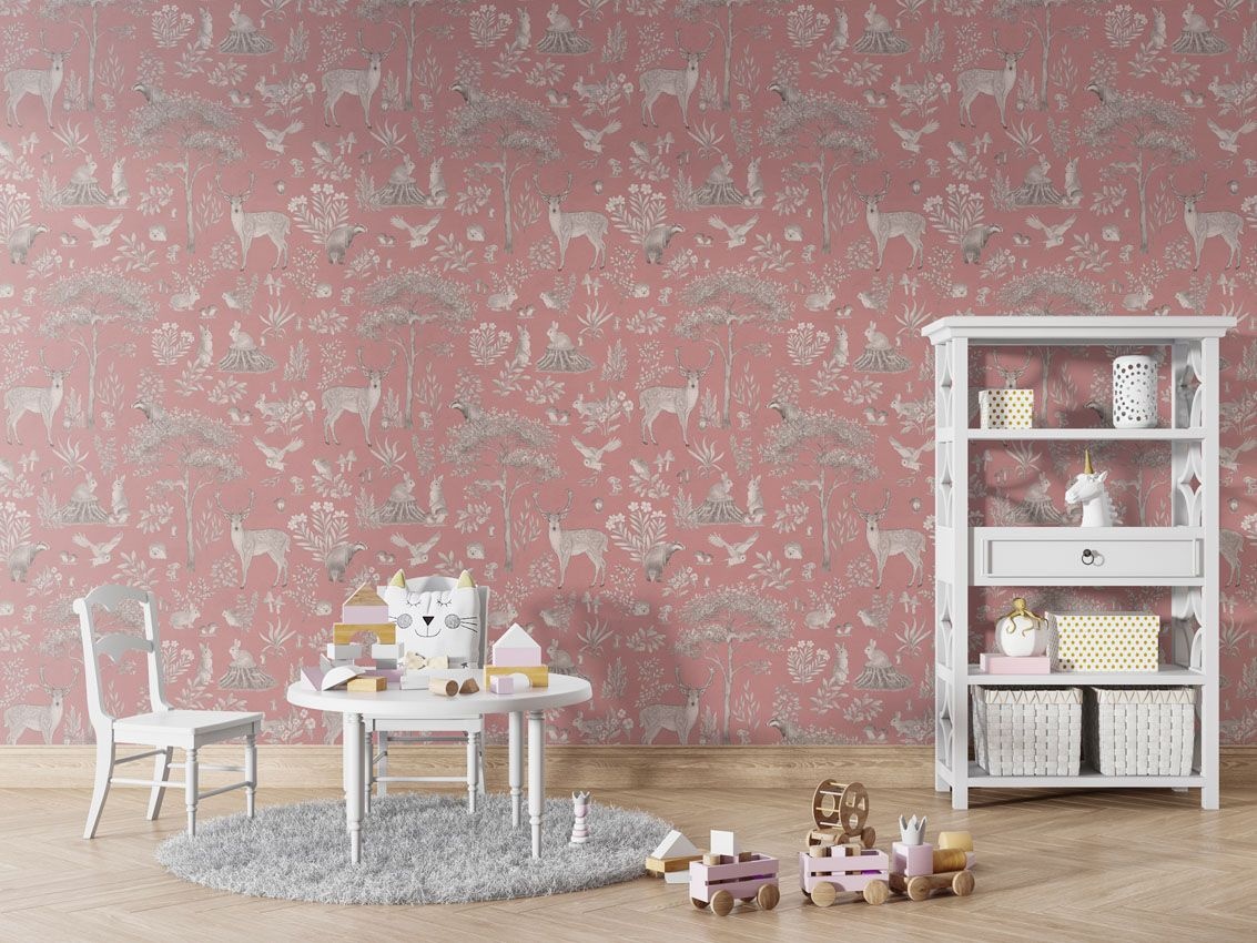 Fototapet Fantastic Forest - Vintage Pink, Kikki Belle