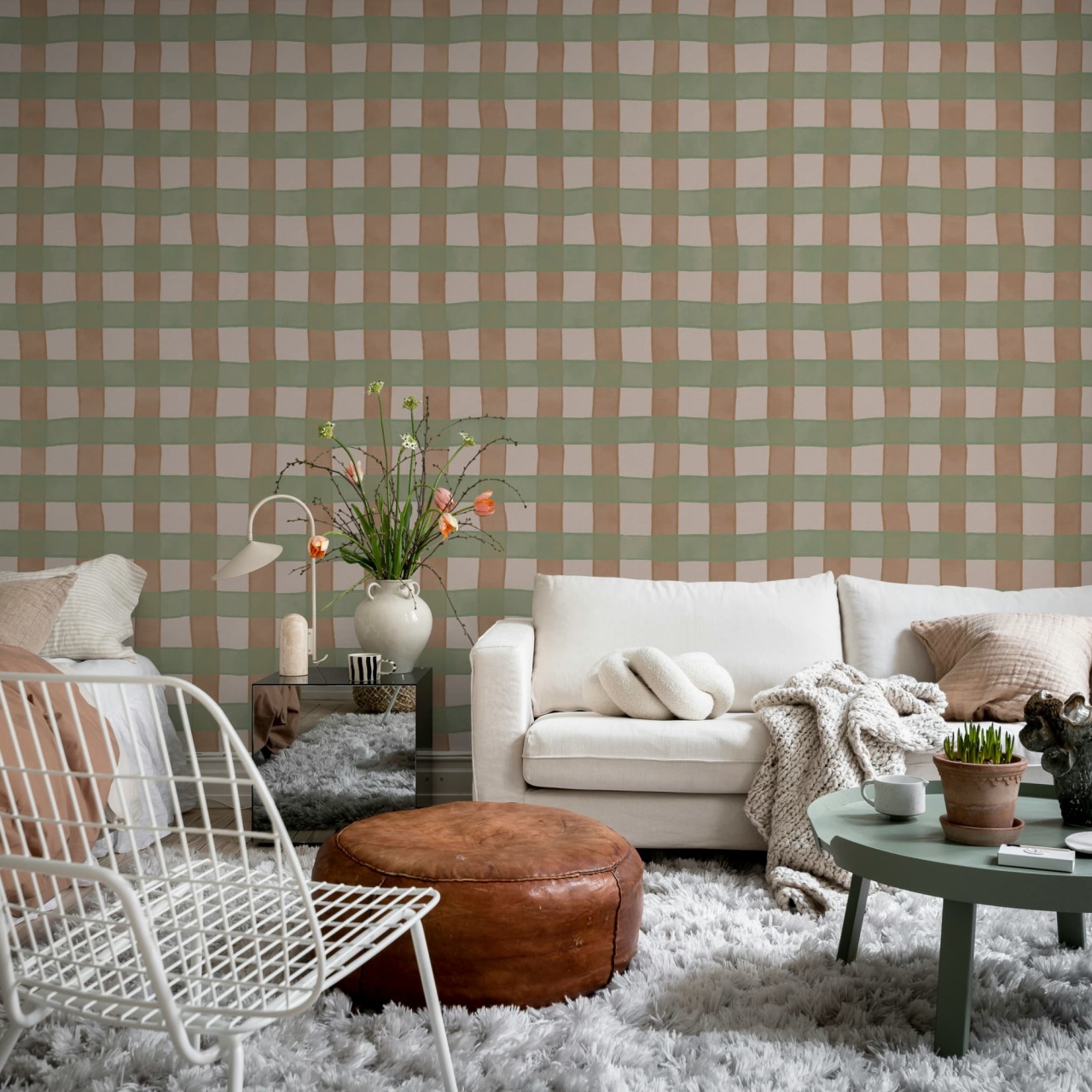 Fototapet, Gingham, Pink, Rebel Walls - 3