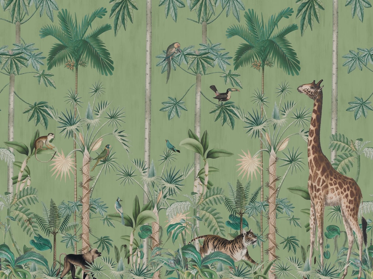 Fototapet, Giraffe's Stroll, Emerald, Rebel Walls - 2