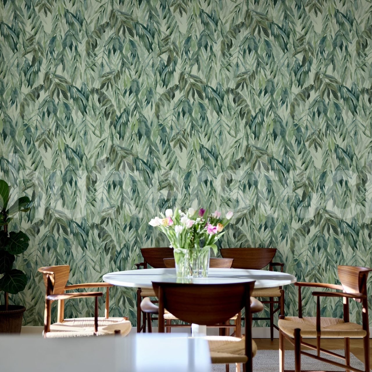 Fototapet, Hanging Branches, Silver Green, Rebel Walls - 3
