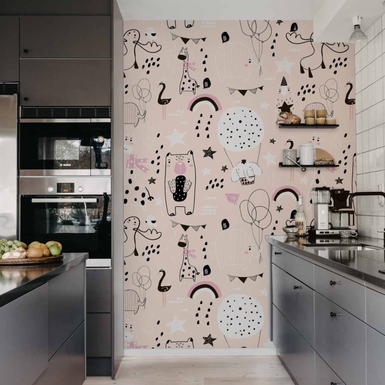 Fototapet, Happy Animals, Pink, Rebel Walls — imaginea 3