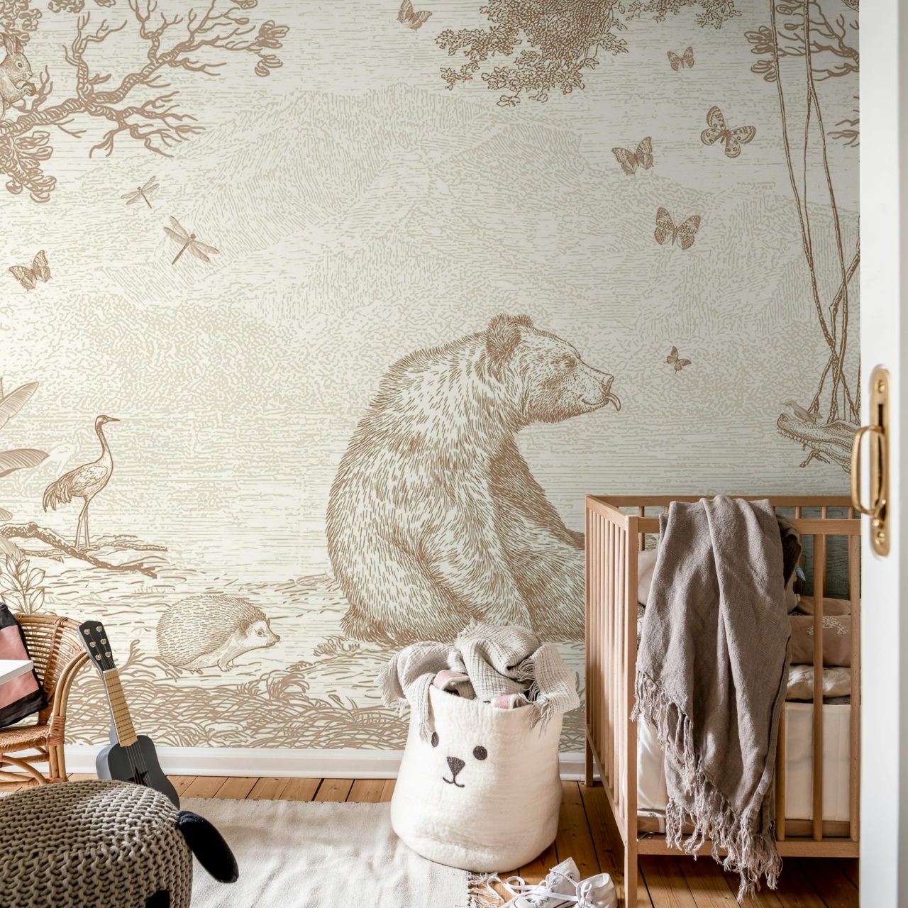 Fototapet, Happy Bear, Beige, Rebel Walls