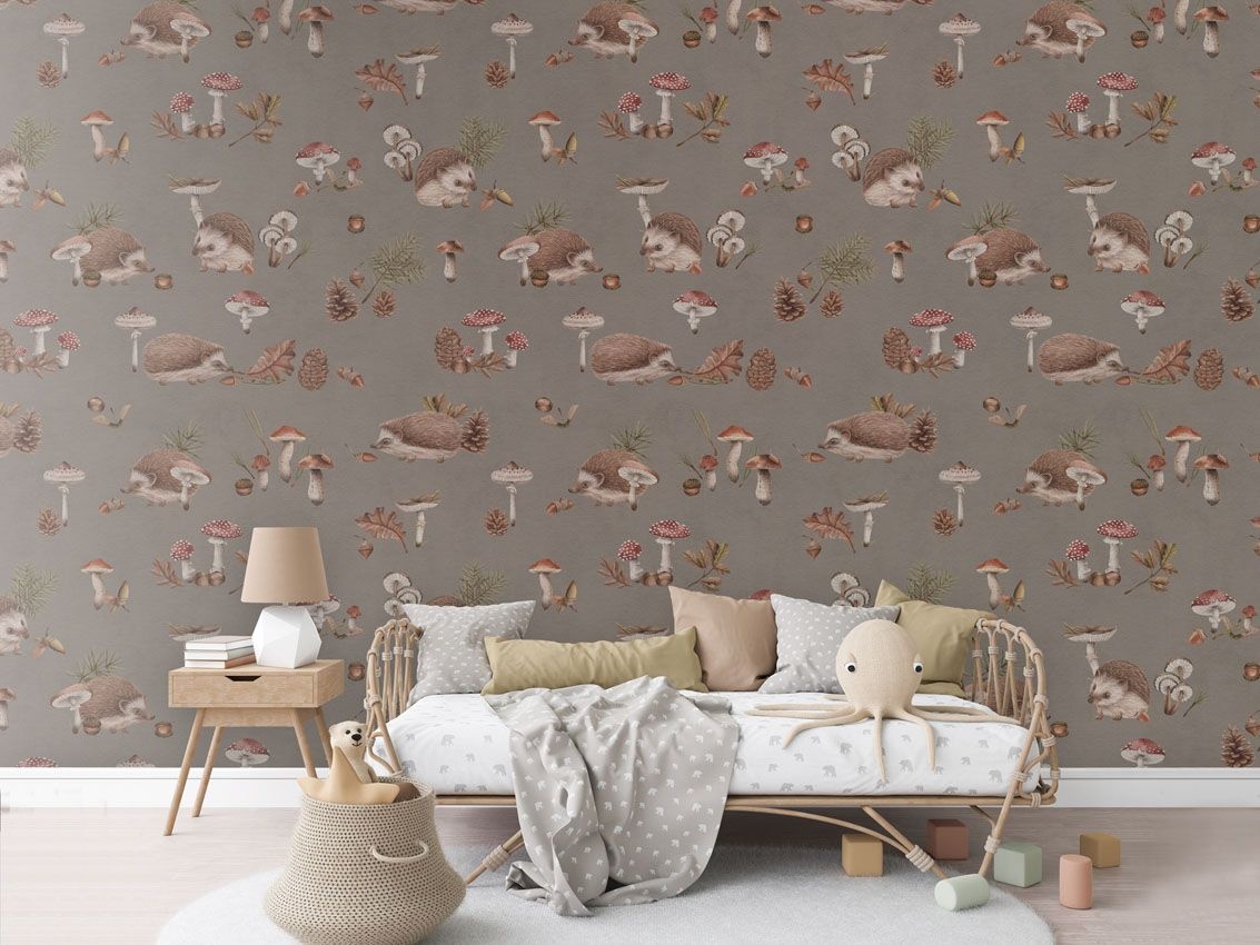 Fototapet Happy Hedgehog - Brown, Kikki Belle