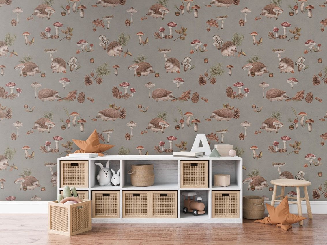Fototapet Happy Hedgehog - Taupe, Kikki Belle - 3