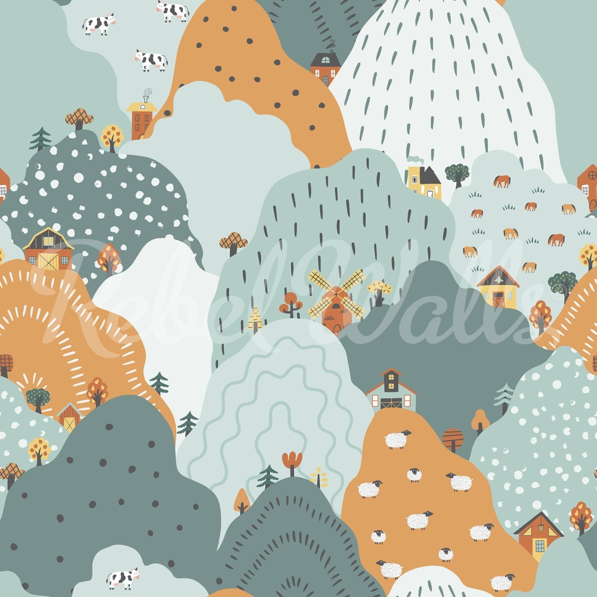 Fototapet, Happy Hillside, Multi, Rebel Walls - 2