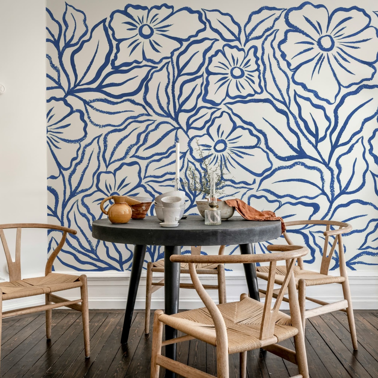 Fototapet, Ink Flowers, Blue, Rebel Walls - 3