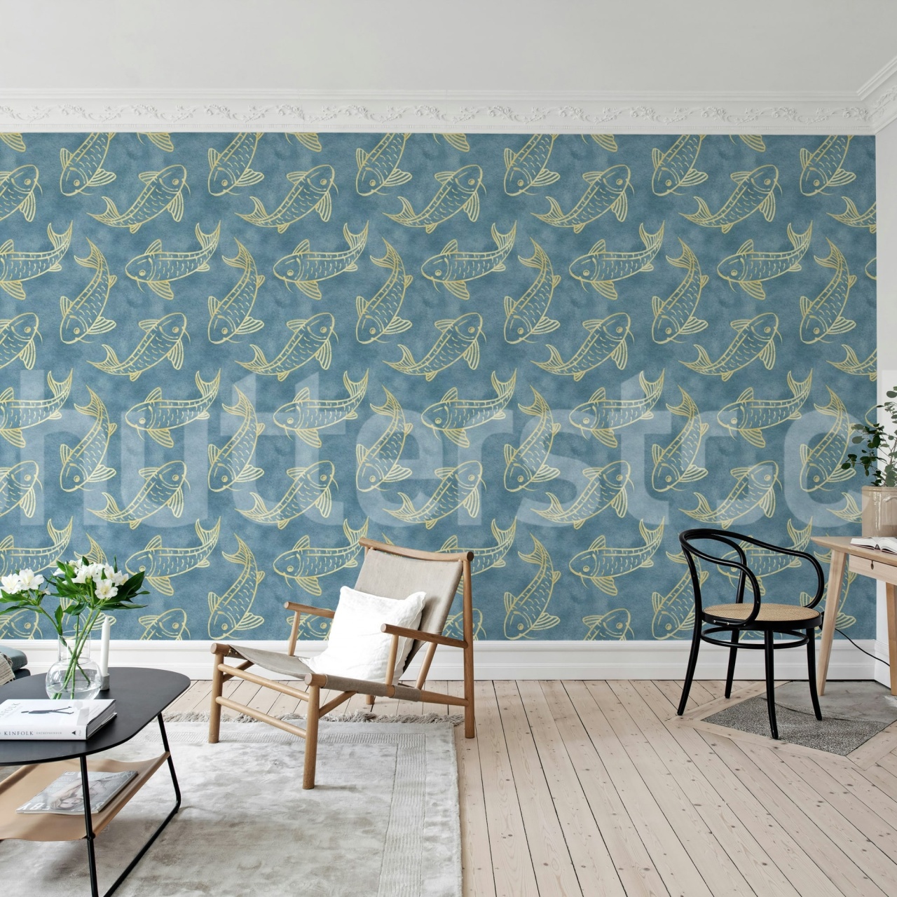 Fototapet, Koi Pond, Blue, Rebel Walls