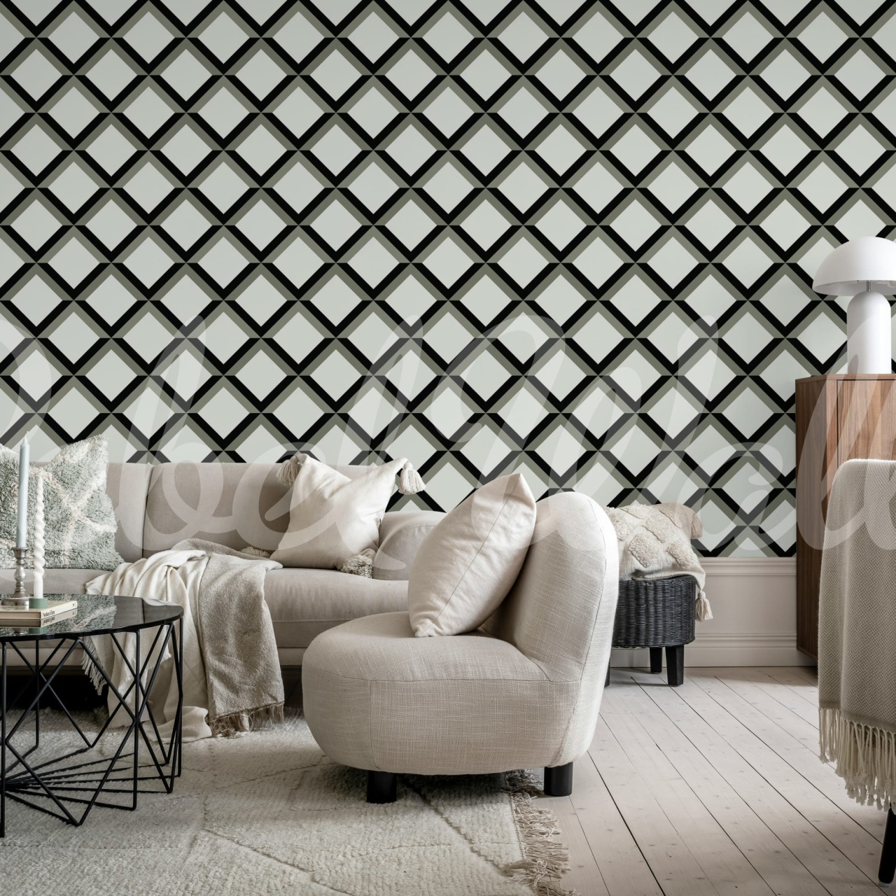 Fototapet, Lattice, Gray, Rebel Walls
