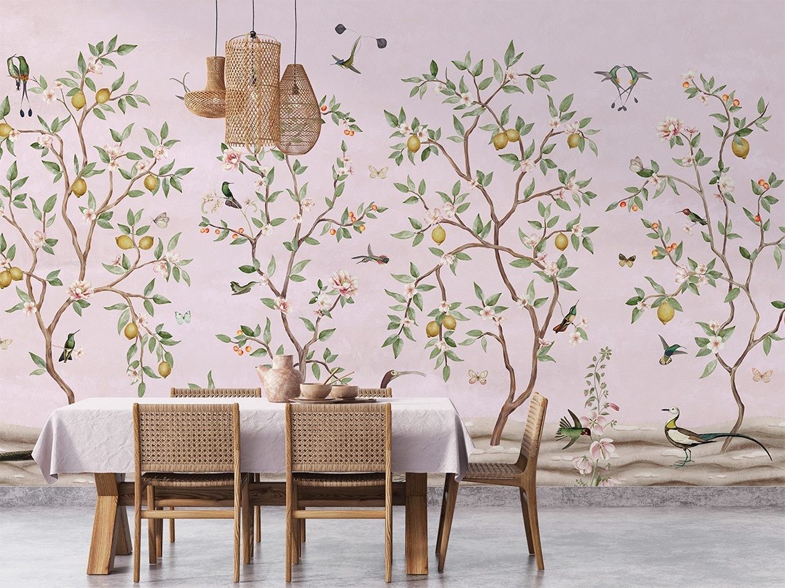 Fototapet Lemon Tree Chinoiserie - Pink, Sir Edward - 3