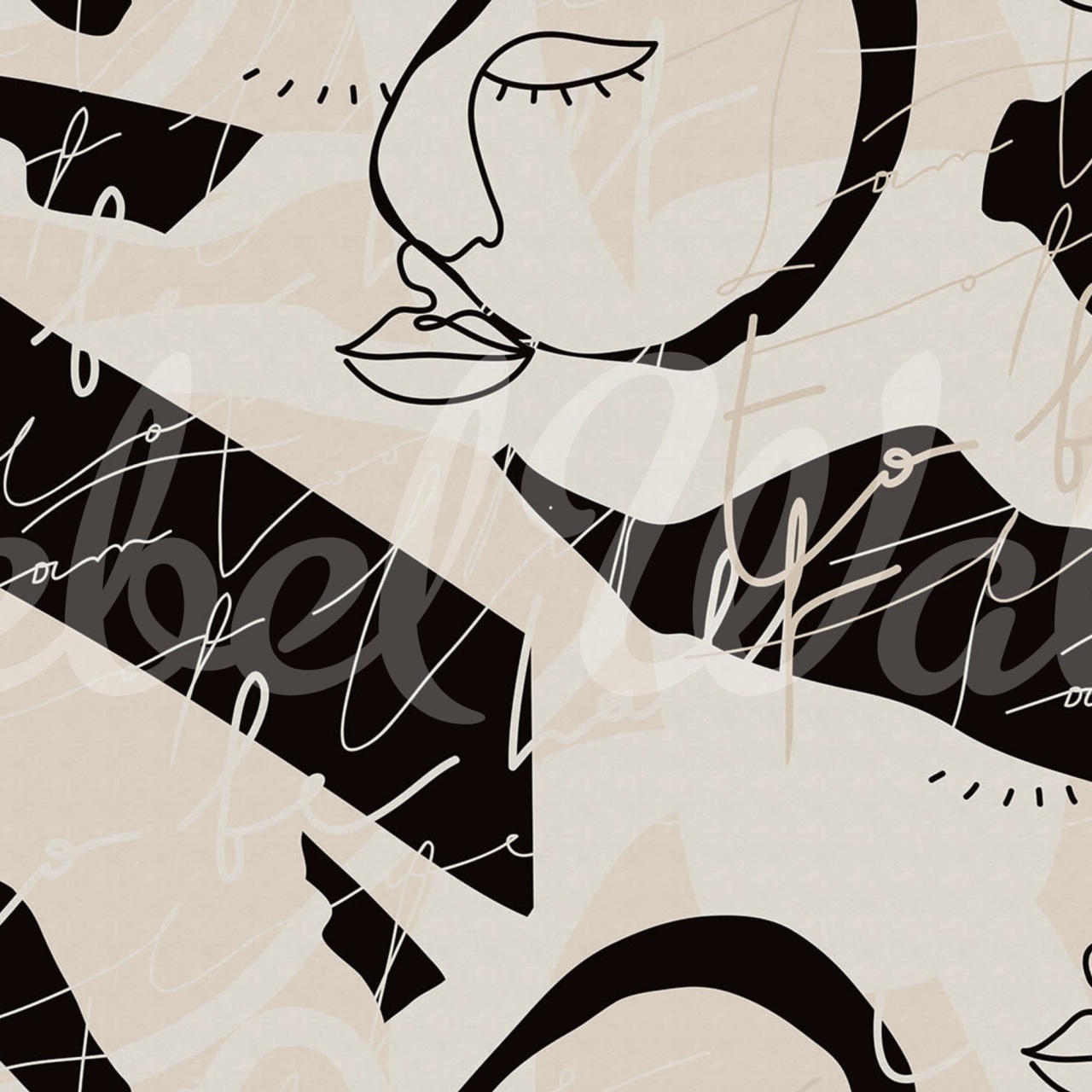 Fototapet, Lined Faces, Beige, Rebel Walls - 2