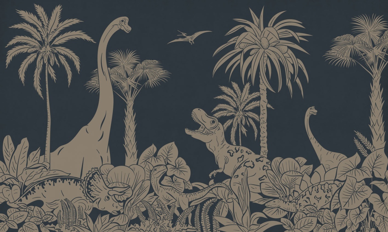Fototapet Monochrome Dino - Blue Vintage, Kikki Belle - 2