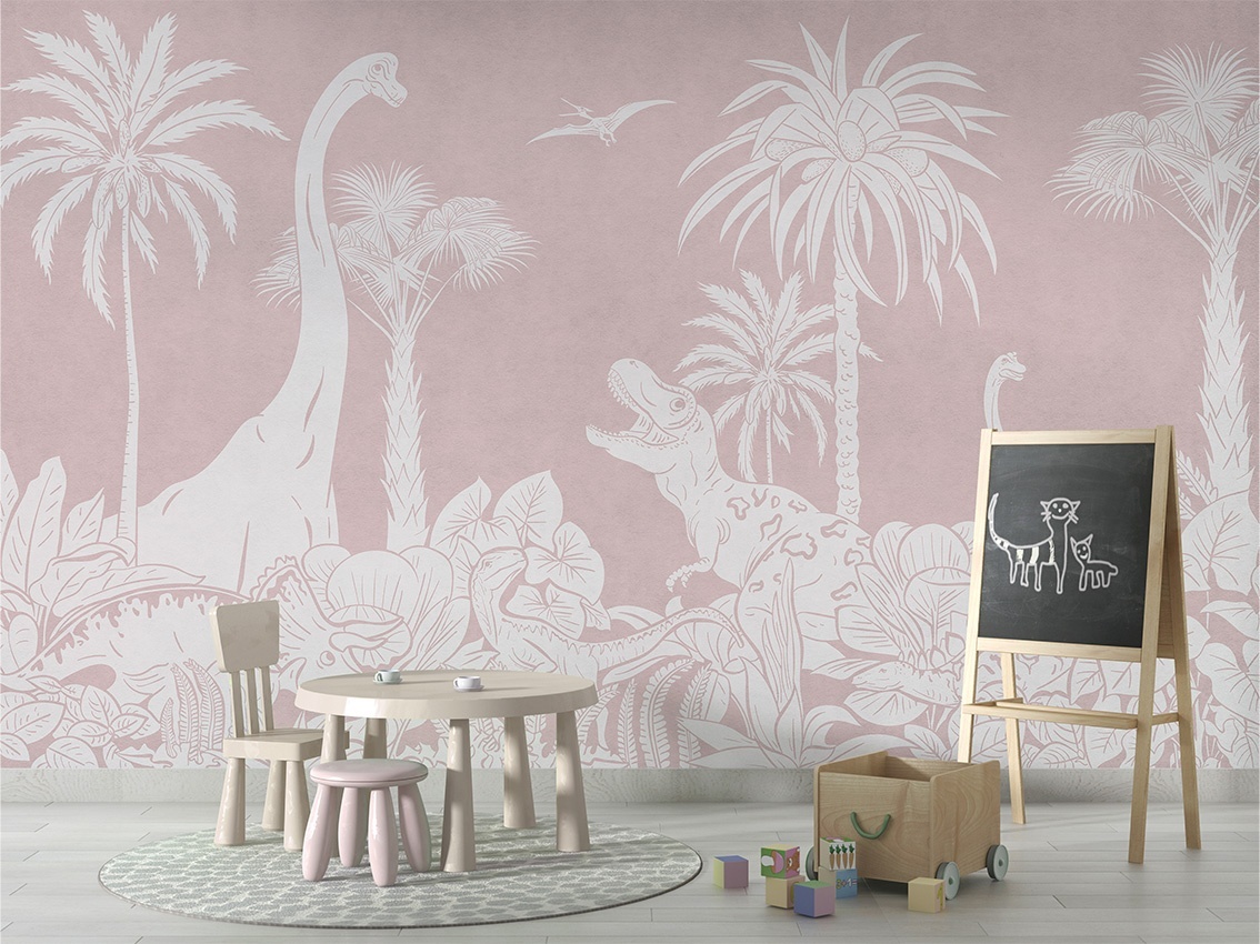 Fototapet Monochrome Dino - Pink, Kikki Belle - 4