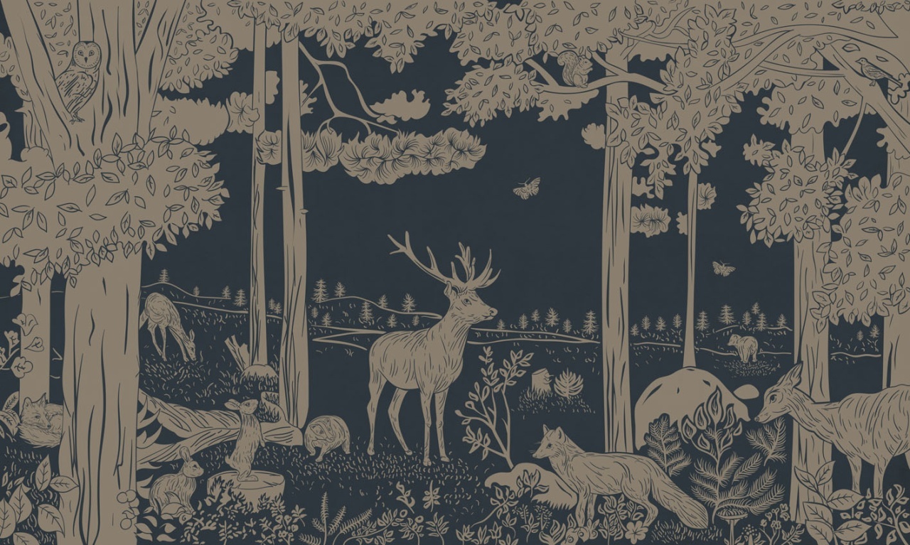 Fototapet Monochrome Forest - Blue Vintage, Kikki Belle - 2