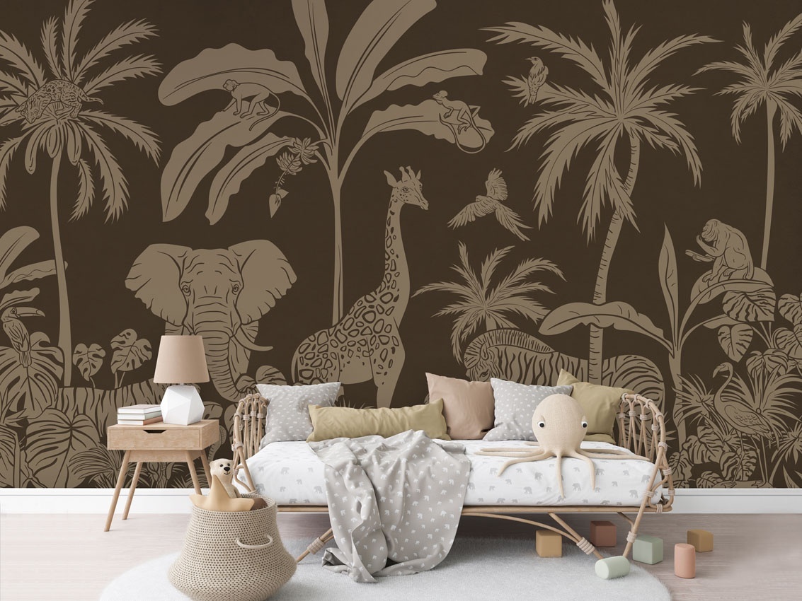 Fototapet Monochrome Jungle - Brown Vintage, Kikki Belle — imaginea 3