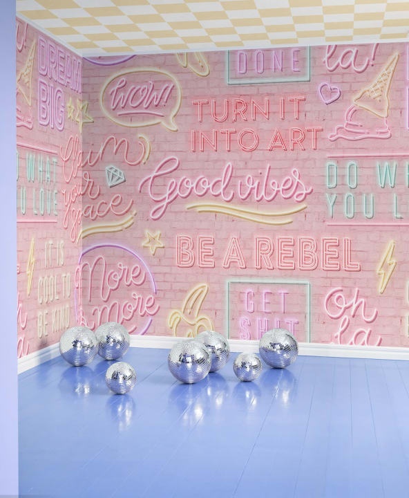 Fototapet, Neon Vibes, Pink Bricks, Rebel Walls - 3