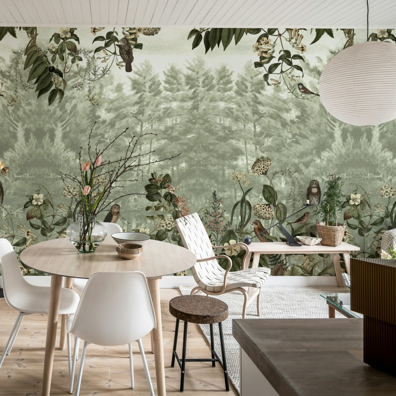 Fototapet, Owl Forest, Green, Rebel Walls