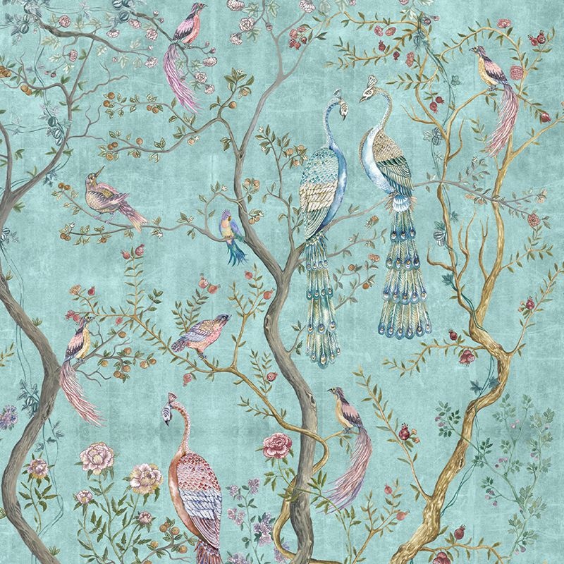 Fototapet Peacock Chinoiserie in Turquoise, VLAdiLA - 2