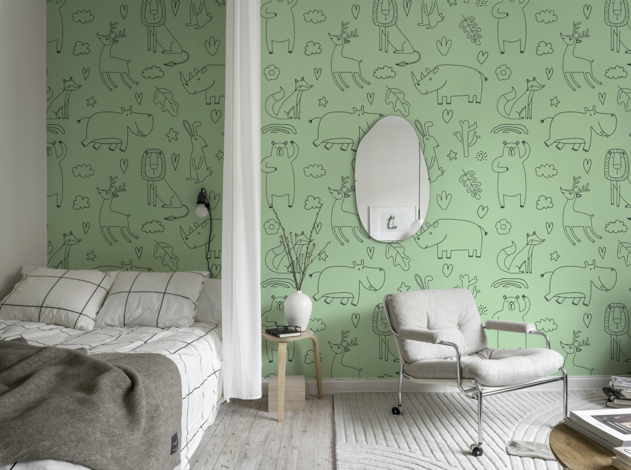 Fototapet, Sketches, Green, Rebel Walls - 3