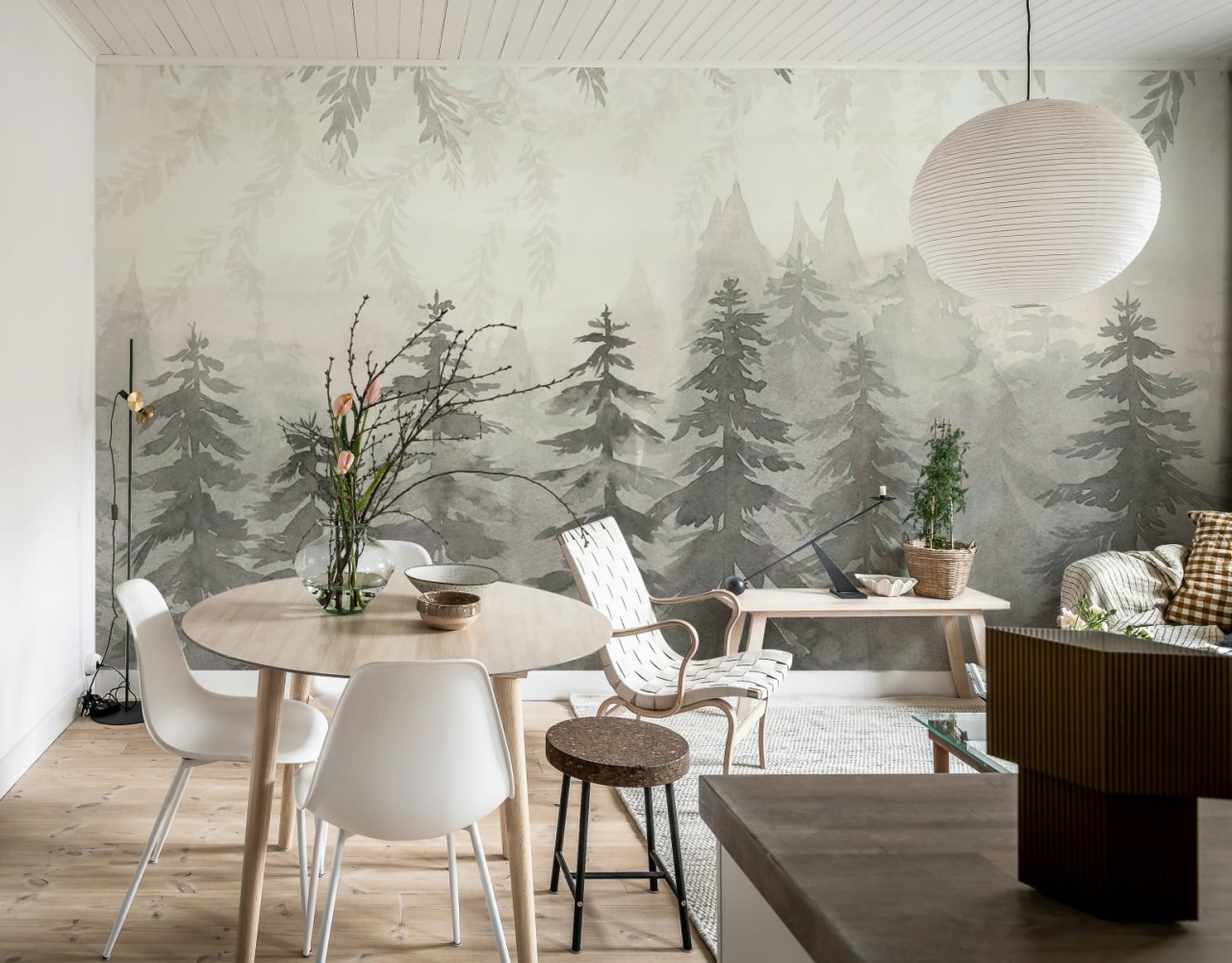 Fototapet, Watercolor Forest, Gray, Rebel Walls