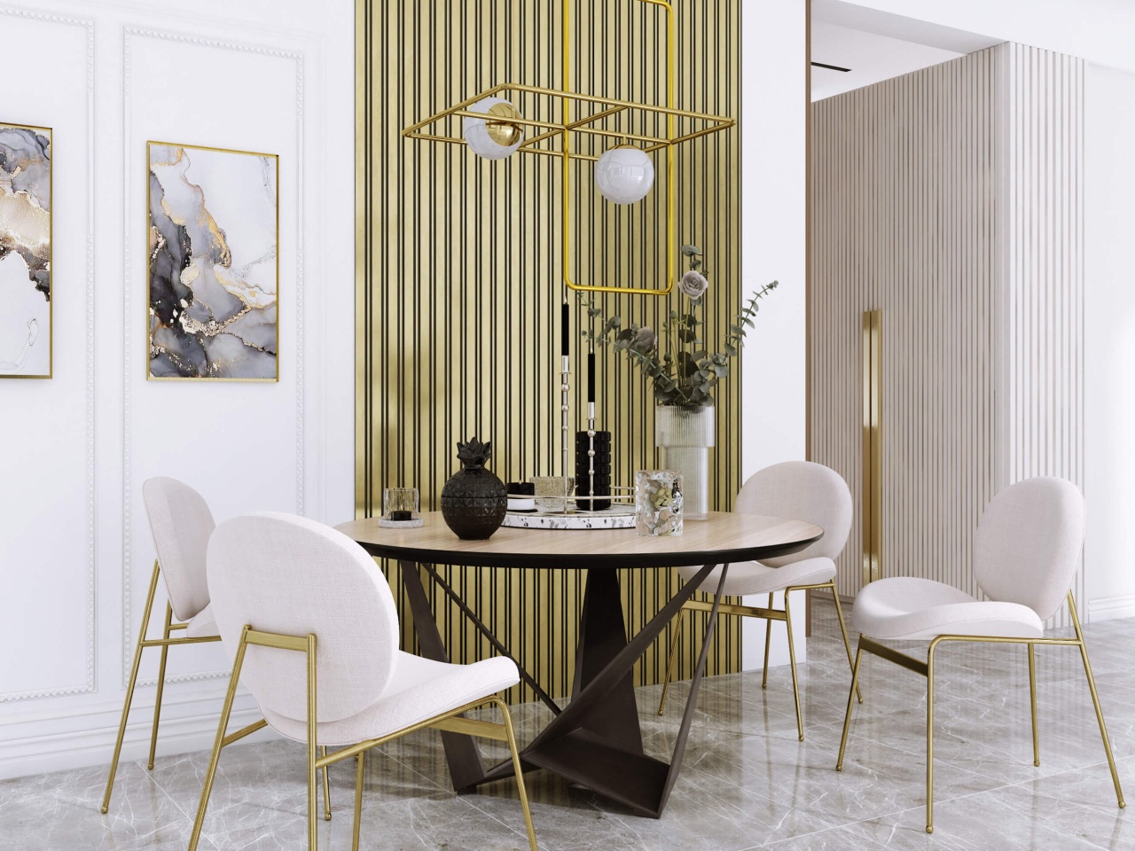 Panou riflaj decorativ 3D Milo, Auriu, 11.6x1.2x270 cm