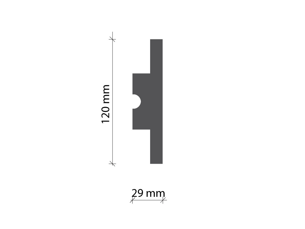 Profil pentru banda LED din polistiren extrudat acoperit cu rasina minerala KD502 - 12x2.9x115 cm - 1 | YEO