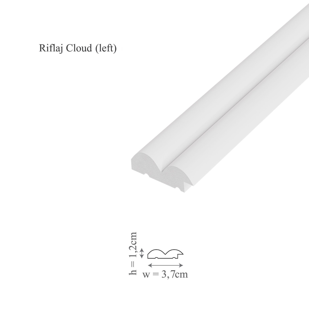 Profil stanga panou riflaj decorativ 3D, model Cloud L - 3.7x1.2x250 cm