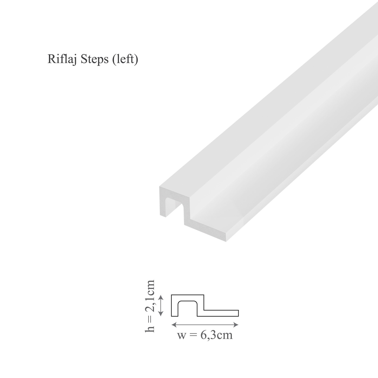 Profil stanga panou riflaj decorativ 3D, model Steps - 6.1x2.1x290 cm