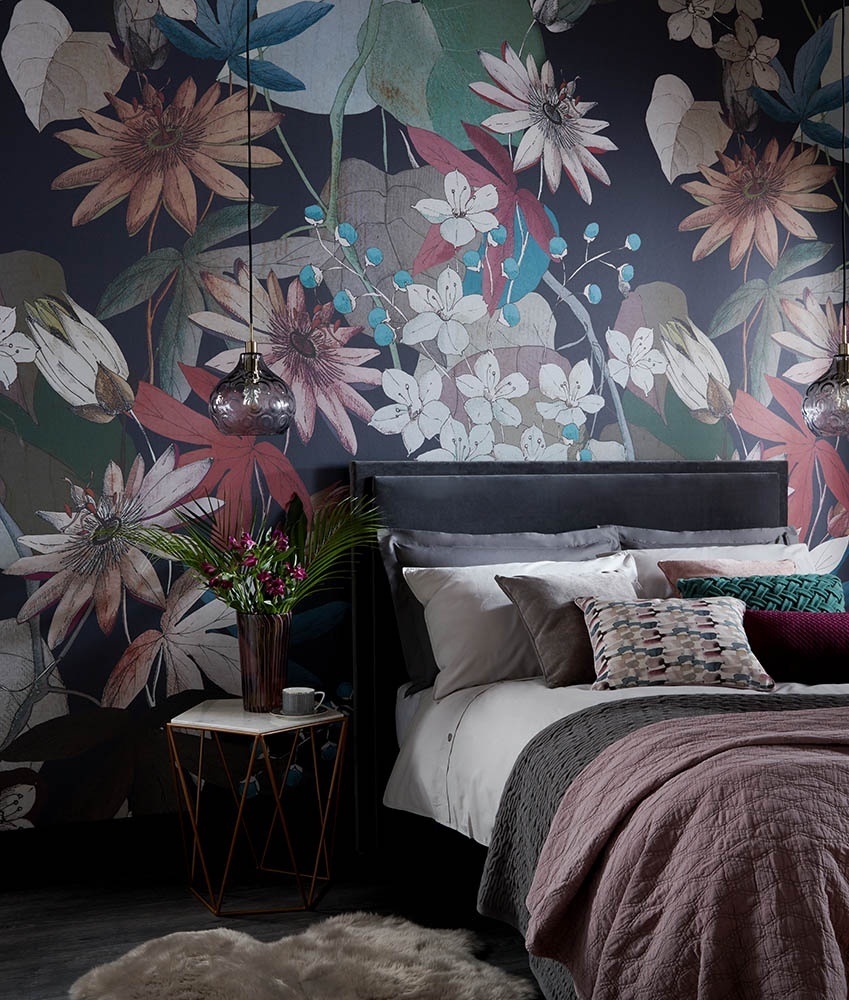 Tapet, Clematis, Ebony Black Luxury Floral, 1838 Wallcoverings, 6.5mp / rola