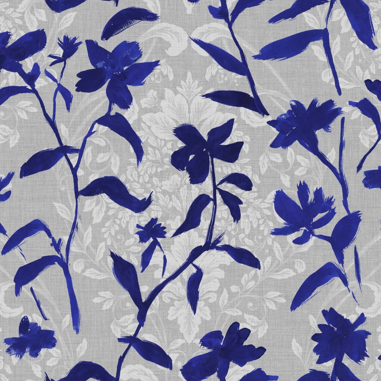 Tapet lavabil Blooming Damask, Blue, TresTintas 5mp / rola - 2