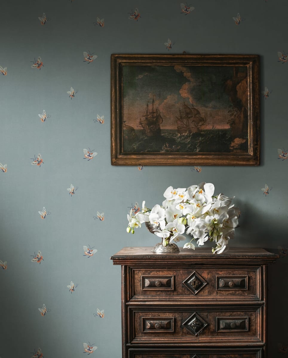 Tapet lavabil Butterflies, Misty Blue, Sandberg, 5.3mp / rola - 3 | YEO