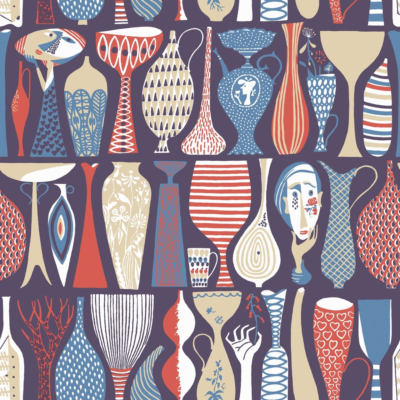 Tapet lavabil, Stig Lindberg Pottery 1760, 5.3mp / rola — imaginea 2