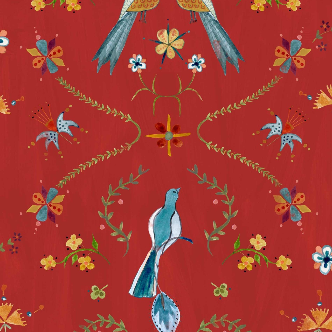 Tapet Metaphoric Birds, Red, Coordonne 5mp / rola - 2
