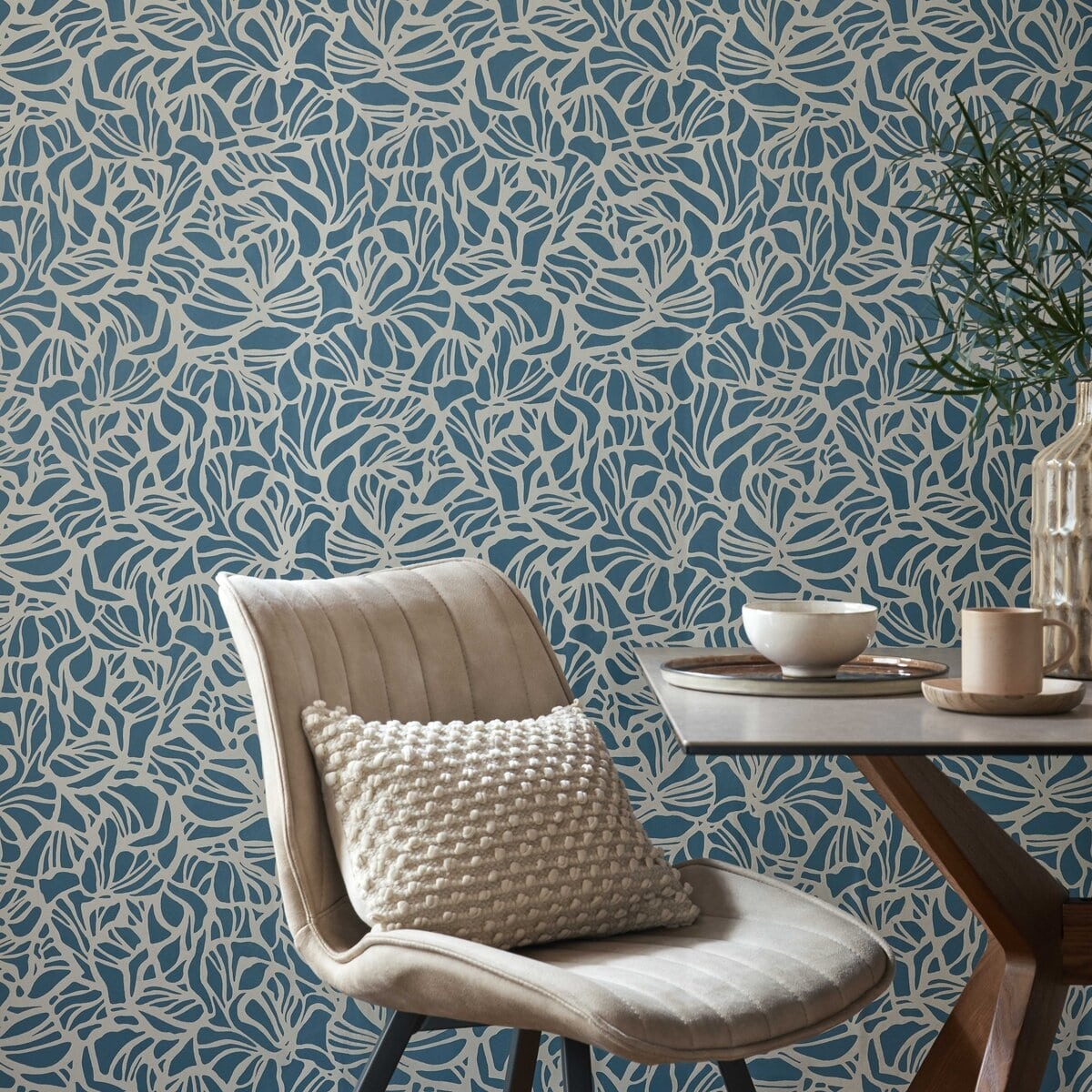 Tapet, Purity, Prussian Blue Luxury Patterned, 1838 Wallcoverings, 5.3mp / rola